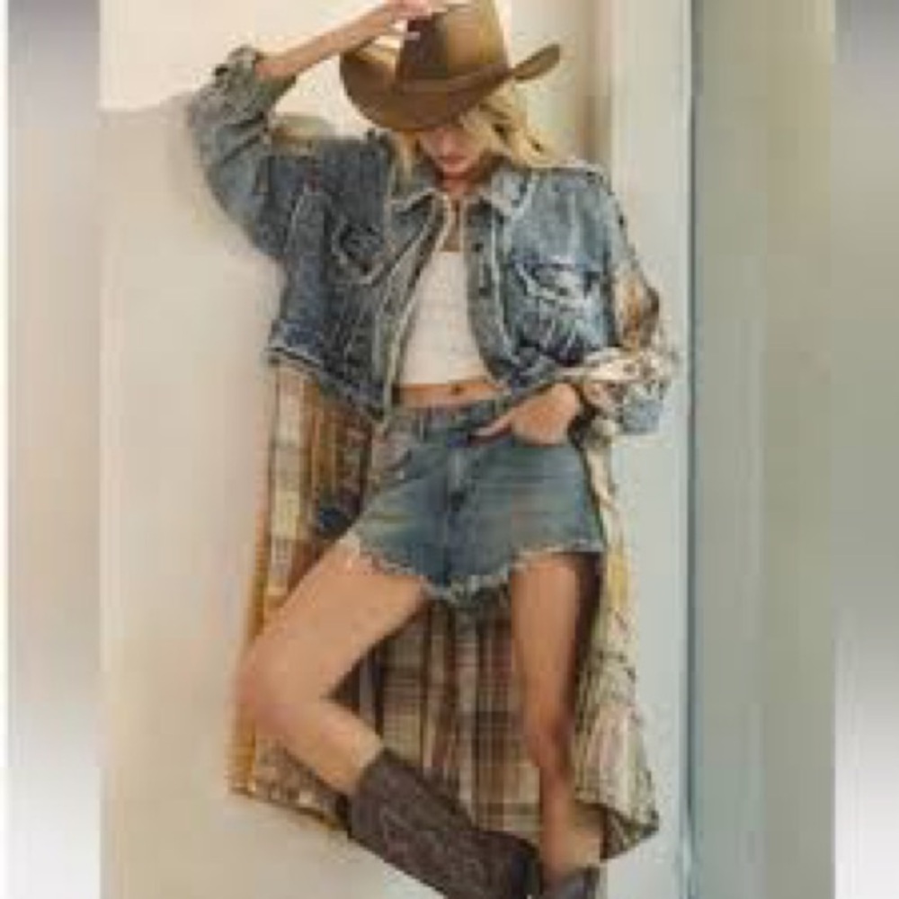 Oli & Hali Denim and plaid duster